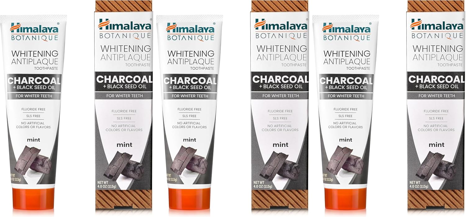 Himalaya Charcoal and Black Seed Oil Whitening Toothpaste 4 oz, Pack of 3